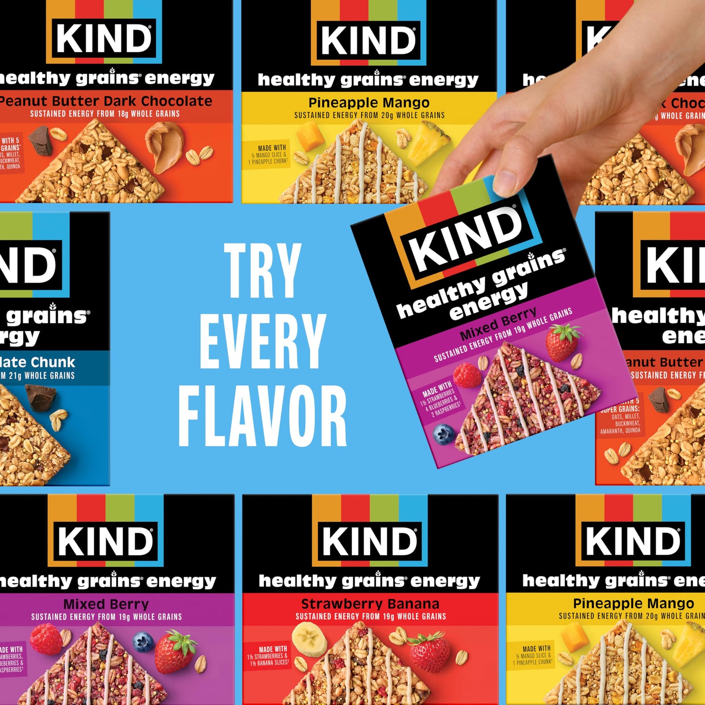 KIND Healthy Grains Energy Bars, Dark Chocolate Chunk, 21g Whole Grains, Made with Super Grains, Gluten Free Snacks, 40 Ct.