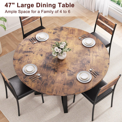 Jocoevol Round Dining Table for 4,Kitchen Dining Room Circle Dinner Pedestal Table,Space Saving Wood Kitchen & Dining Room Furniture (Vintage, 47In)