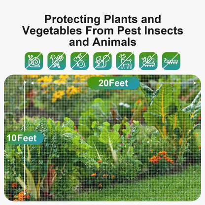 Garden Netting Pest Barrier: 10'x20' Fine Bug Netting for Garden Protection Row Cover Raised Bed Screen Mesh Greenhouse Mosquito Net, Protecting Tree Plants Vegetable Flowers Fruits