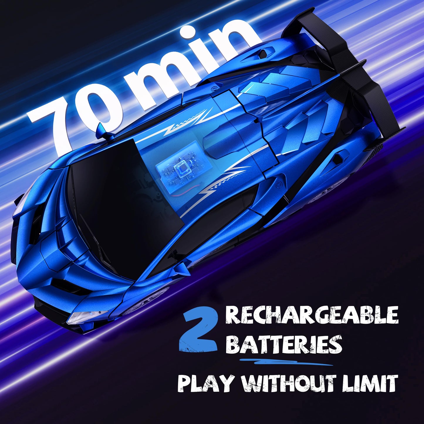 Veeniix V991 Transform Remote Control Car, 1:10 Big Size, 2 Rechargeable Batteries for 70Min, 2.4GHz Gesture Sensing, One-Key Deformation, Robot Toys Gifts for Boys and Girls (Blue)