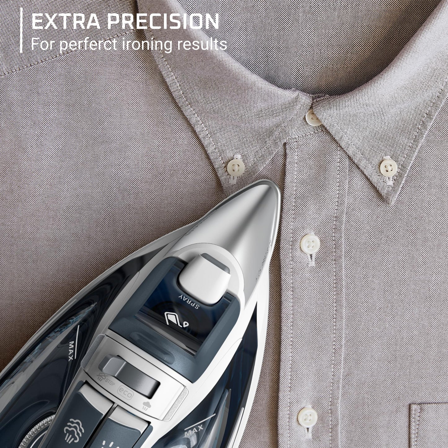 Rowenta Focus Excel Steam Iron for Clothes, Anti-Drip Protection, Iron Steamer for Clothes, 1725 Watts, DW5280, Grey