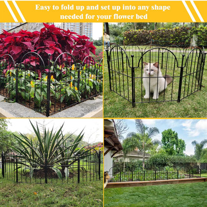 Blingluck Garden Fence, 22 in(H) x 130 in(L) Arched Rustproof Metal No Dig Fence Garden Fence Border, Ground Stake Animal Barrier Fence for Rabbit Dog, Outdoor Decor for Yard & Patio