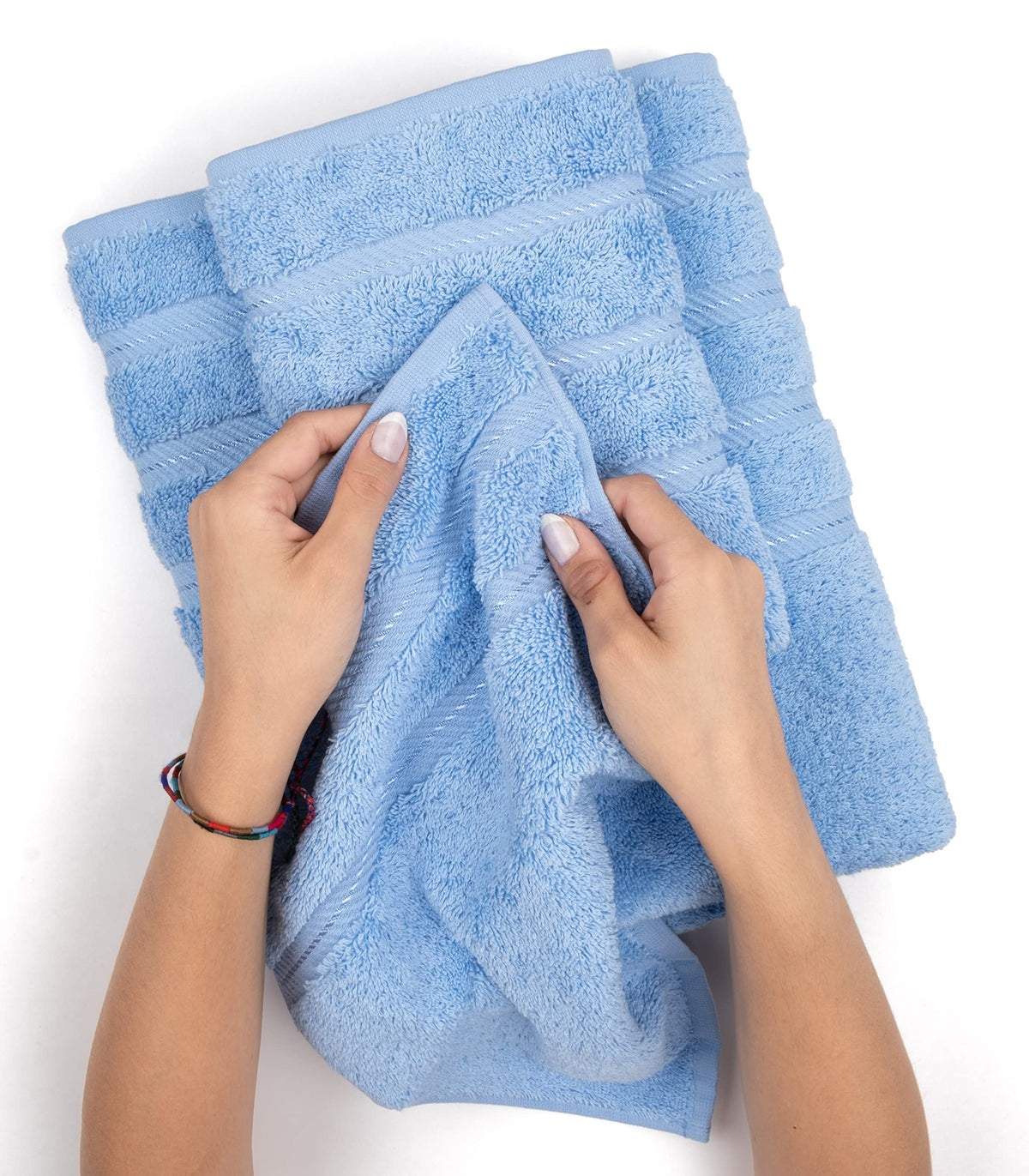 American Soft Linen Luxury 4 Piece Bath Towel Set, 600 GSM 100% Cotton Turkish Bath Towels for Bathroom, 27x54 in Large Bathroom Shower Towels, Sky Blue