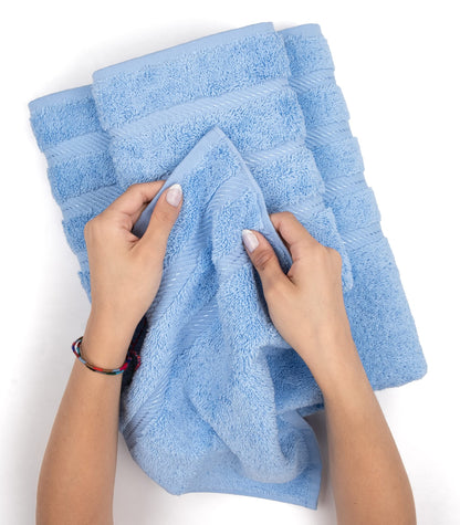 American Soft Linen Luxury 4 Piece Bath Towel Set, 600 GSM 100% Cotton Turkish Bath Towels for Bathroom, 27x54 in Large Bathroom Shower Towels, Sky Blue