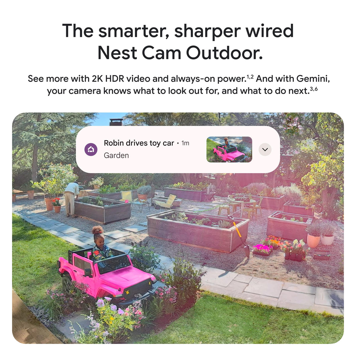 Google Nest Cam Outdoor (Wired, 2nd Gen) - 2 Pack - Security Camera with 2K Video and Gemini, Night Vision, 2-Way Audio - Works with Google Home - 2025 Model - Snow
