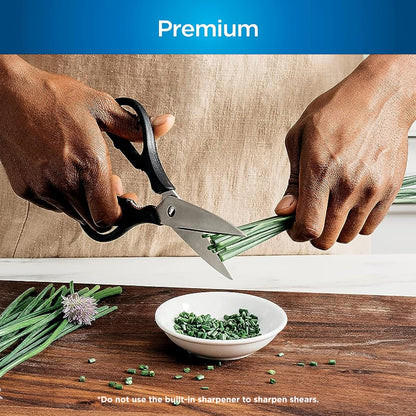 Ninja K52015 Foodi NeverDull 15 Piece Premium Knife System, Wood Series Block, German Stainless Steel, with Built-in Sharpener, Stainless Steel/Walnut