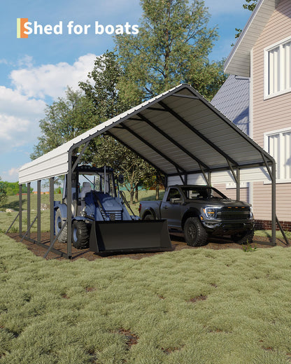 Garveelife 20'x20'x13' Metal Carport for 2 Cars, Heavy Duty Steel Frame for All Weather, Permanent Shelter for Boats, Full-Sized Pickup Trucks, and Tractors, N.W. 800 Lbs