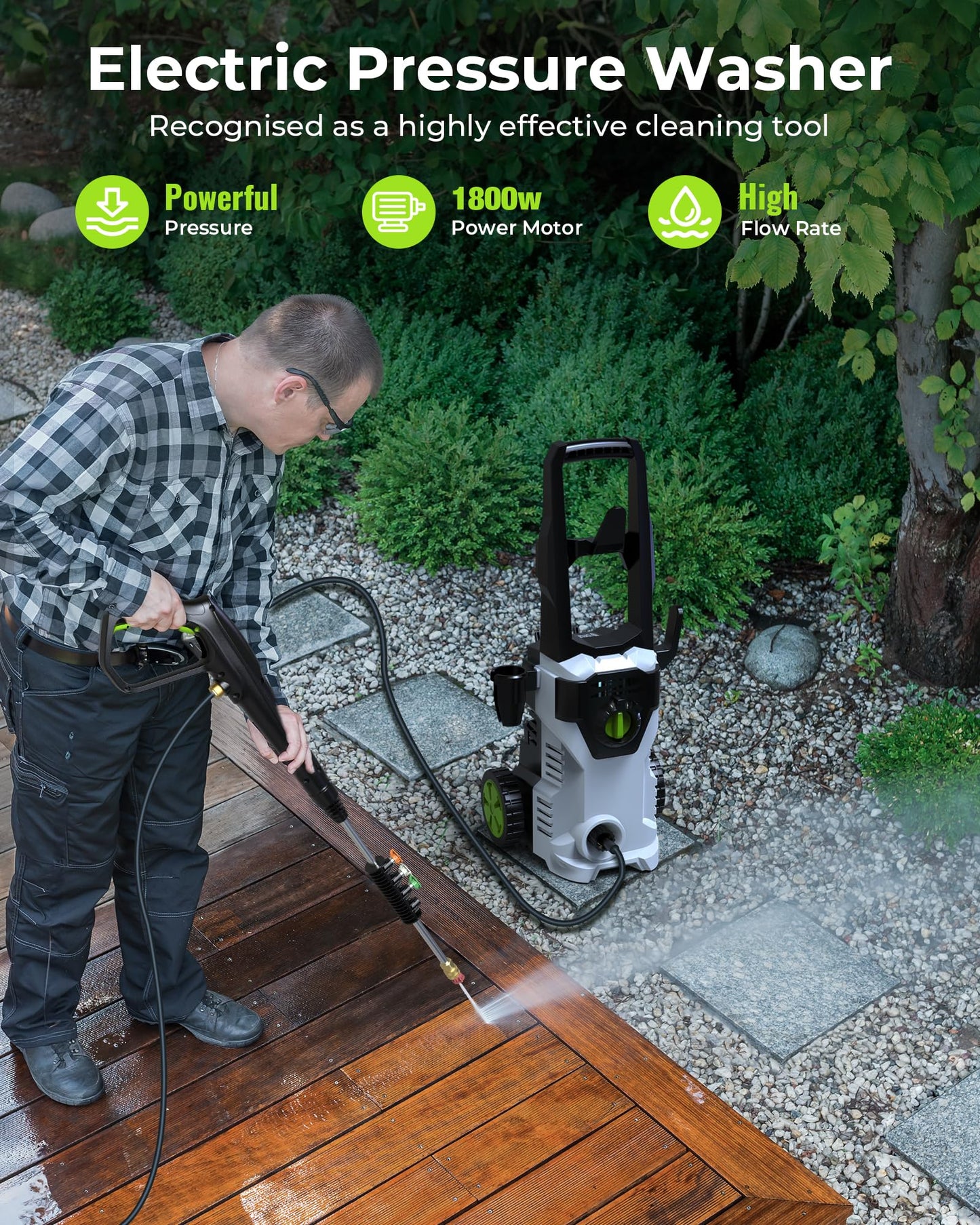 Pressure Washer, Power Washer with Foam Cannon High Pressure Washer for Cars, Fences, Patios, Decks, Patios and Driveway Powerwasher