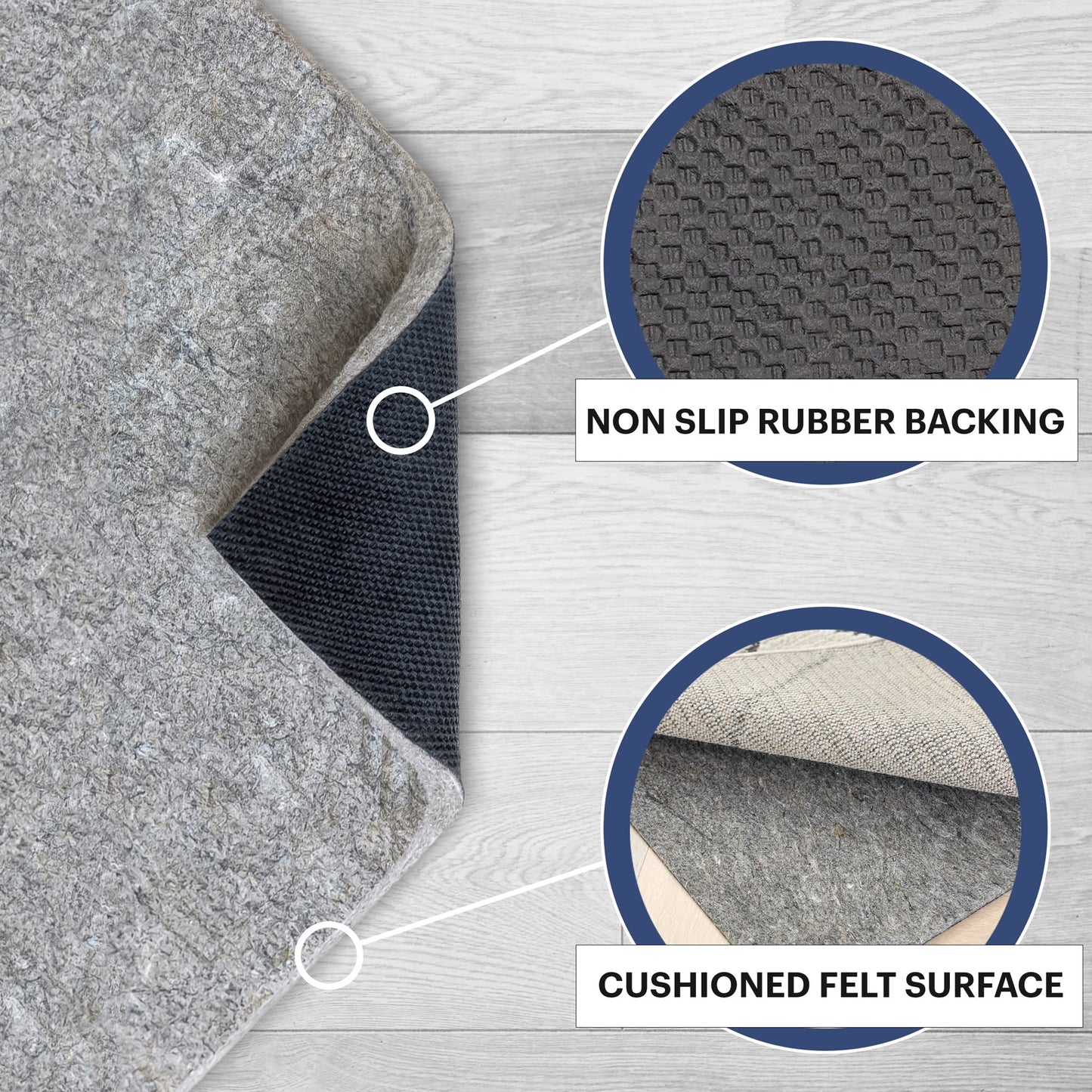 RUGPADUSA - Dual Surface - 9'x12' - 1/2" Thick - Felt + Rubber - Non-Slip Backing Rug Pad - Adds Comfort and Protection - for Hard Surface Floors