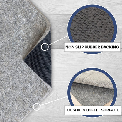 RUGPADUSA - Dual Surface - 9'x12' - 1/2" Thick - Felt + Rubber - Non-Slip Backing Rug Pad - Adds Comfort and Protection - for Hard Surface Floors