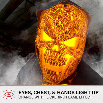 Haunted Hill Farm Motion-Activated 7.5-Ft. Tall Smoldering Ghoul, Plug-in Talking Scare Prop Animatronic with Spooky Sound Effects and Lights for Indoor or Covered Outdoor Creepy Halloween Decoration