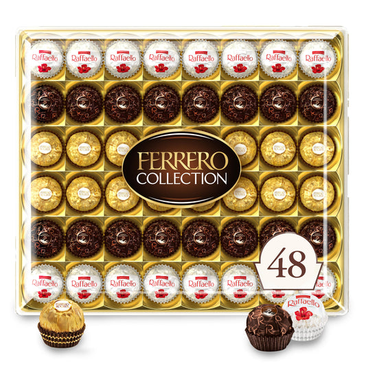 Ferrero Rocher, 48 Count, Premium Gourmet Assorted Hazelnut Milk Chocolate, Dark Chocolate and Coconut Chocolates, Chocolate Gift Box, 18.2 oz