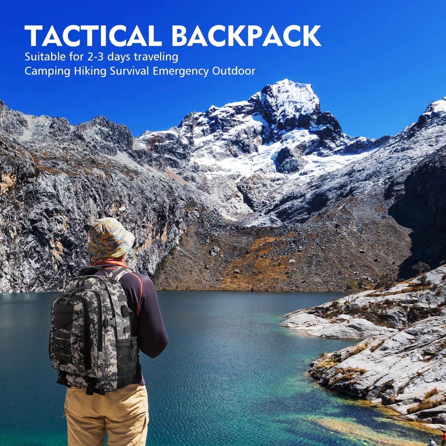 aiGear Tactical Backpack for Men, 35L Military Backpack, 3-Day Bug Out Bag for Camping Hiking Hunting with Molle System Army Daypack (35L ACU)