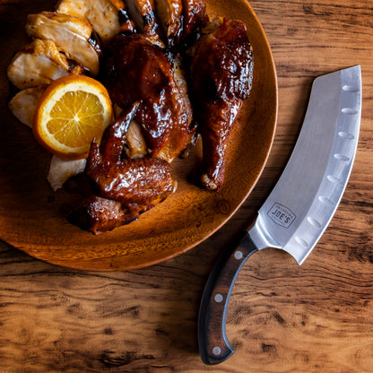 Oklahoma Joe's Blacksmith Cleaver & Chef Knife with Holster,Silver/Black
