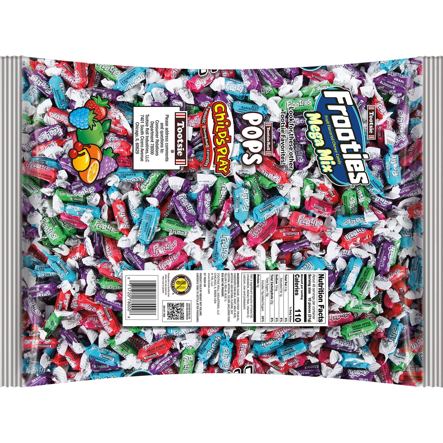 Frooties Mega Mix - 450 Pieces Assorted Fruit Flavor Chewy Candy - Over 3 lb. Bag of Bulk Treats - 50.06 oz