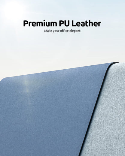 YSAGi Leather Desk Pad Protector, Office Desk Mat, Large Mouse Pad, Non-Slip PU Leather Desk Blotter, Laptop Desk Pad, Waterproof Desk Writing Pad for Office and Home (Blue, 23.6" x 13.8")