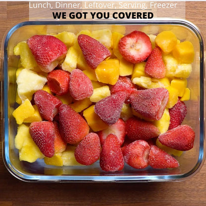 Razab 3300 ml / 112 oz Large Glass Food Storage Containers with Lids, Airtight, Leakproof, BPA Free - Ideal for Meal Prep, Store Leftover & Lunch, Baking Casserole - Freezer, Microwave & Oven Safe