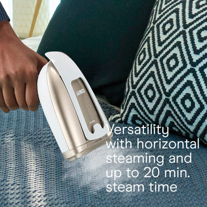 Conair Handheld Garment Steamer for Clothes, Turbo ExtremeSteam 1875W Fabric Steamer, Portable Handheld Design, Strong Penetrating Steam, White/Champagne