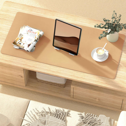 Leather Desk Pad Protector, Mouse Pad, Non-Slip Computer Mat for Desk, PU Leather Office Desk Mat for Home & Office, Waterproof Laptop Desk Blotter Pad for Keyboard and Mouse, Khaki (13.7''X23.6'')