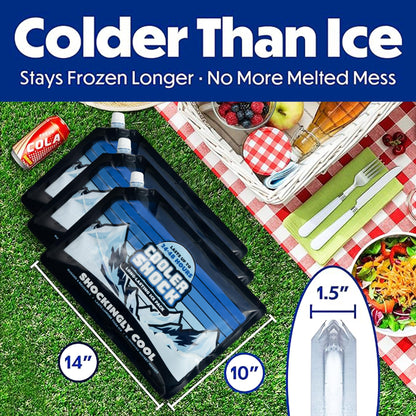 Cooler Shock Ice Packs for Cooler - Long Lasting Reusable Freezer Packs for Coolers - Cooler Ice Packs for Camping Gear, Fishing, Road Trips, Beach Must Haves, Large
