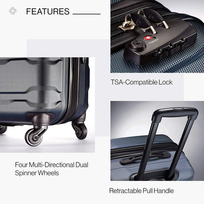 Samsonite Omni PC Hardside Expandable Luggage with Spinner Wheels, Teal, 3-Piece Set (20/24/28)