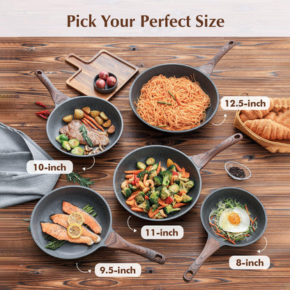 SENSARTE Nonstick Frying Pan Skillet, Swiss Granite Coating Omelette Pan, Healthy Stone Cookware Chef's Pan, PFOA Free (8/9.5/10/11/12.5 Inch) (9.5 Inch)