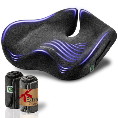 X Large Seat Cushions for Office Chairs– Pressure Relief Seat Cushion for Tailbone Pain, Back Pain, Coccyx & Sciatica Pain Relief Pillow – Office Chair Cushion with Extra Cover(Gray)