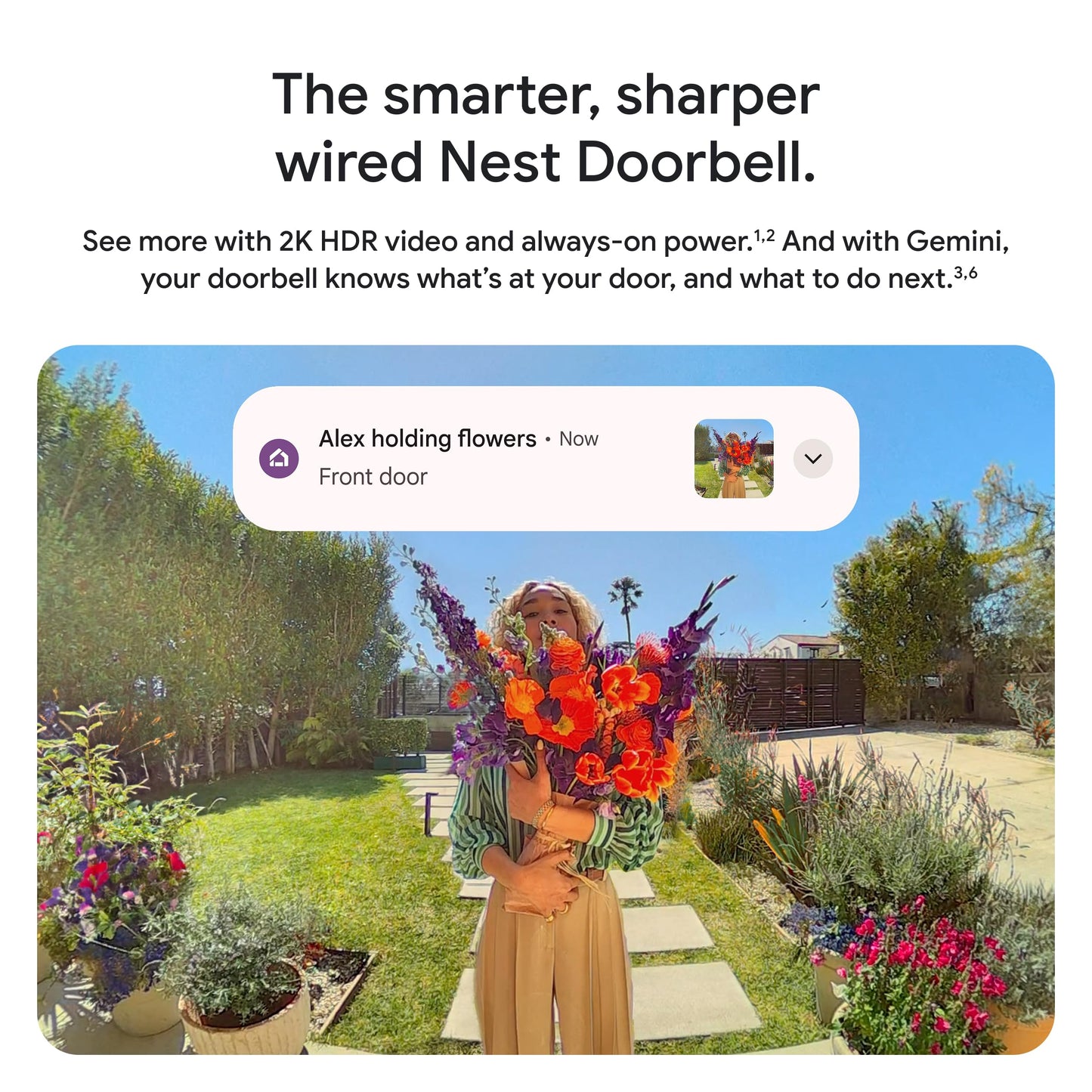Google Nest Doorbell (Wired, 3rd Gen) - 2K Video and Gemini, Live View, Night Vision, 2-Way Audio - Works with Google Home - 2025 Model - Hazel