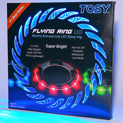 TOSY Flying Ring - 12 LEDs, Super Bright, Lost Mode, Auto Light Up, Safe & Soft, Waterproof, Lightweight, Birthday, Camping Toy, Easter Gift for Kid/Boy/Girl