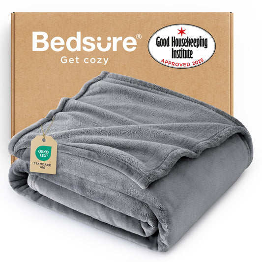 Bedsure GentleSoft Fleece Throw Blanket for Couch Grey - Lightweight Plush Fuzzy Cozy Soft Blankets and Throws for Sofa, 50x60 inches