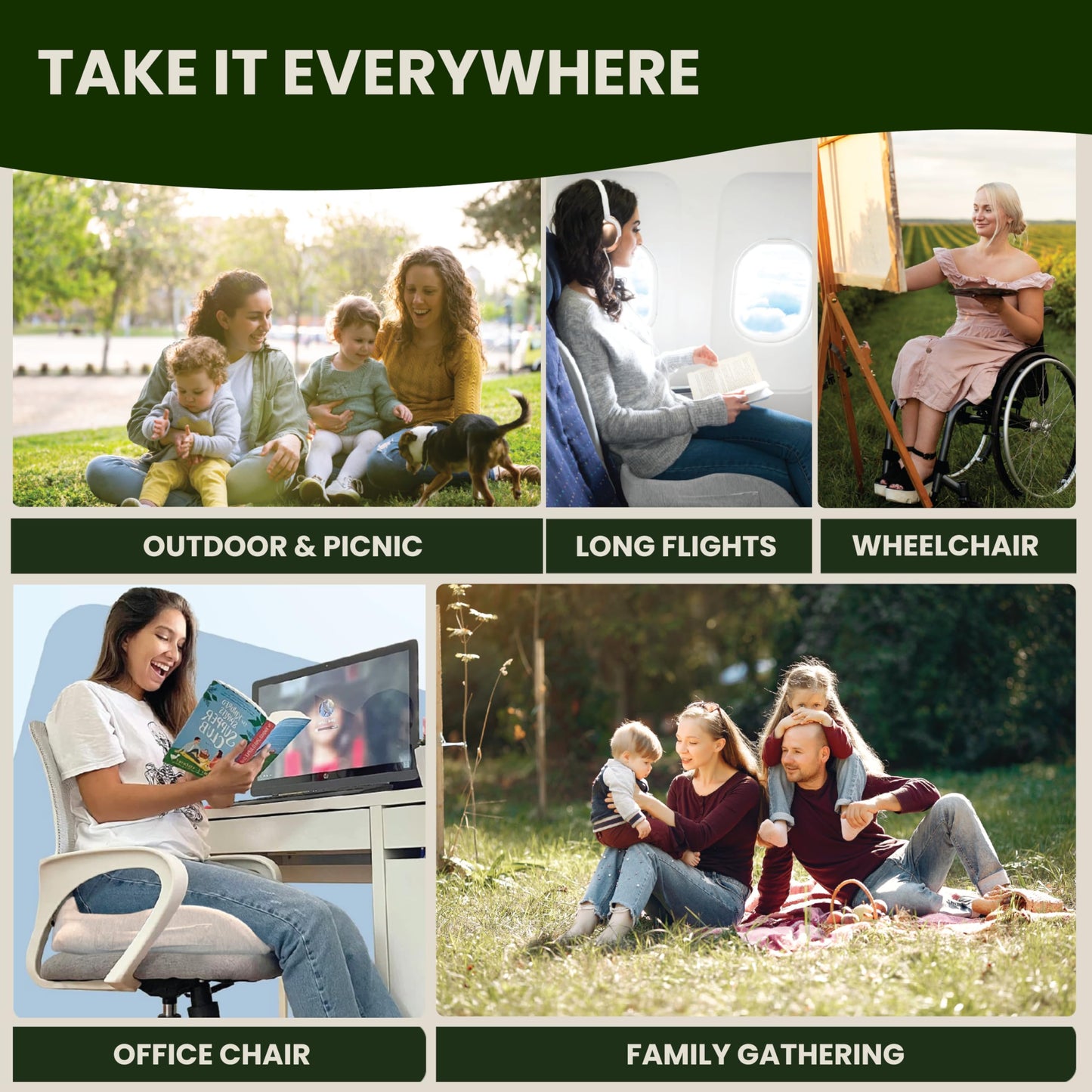 X Large Seat Cushions for Office Chairs– Pressure Relief Seat Cushion for Tailbone Pain, Back Pain, Coccyx & Sciatica Pain Relief Pillow – Office Chair Cushion with Extra Cover(Gray)