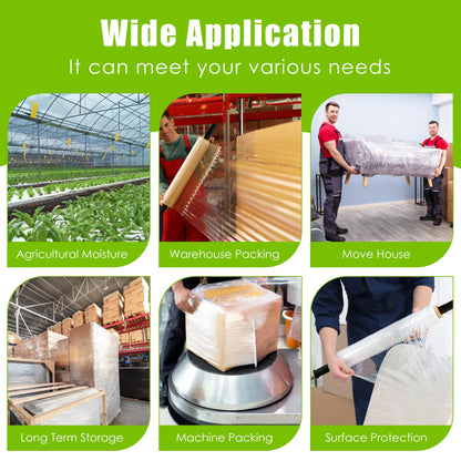 Cosy Family Plastic Wrap Stretch Film Roll - 1000ft 60 Gauge Industrial Strength 15 inch Wide Clear Plastic Wrap Roll with Handles for Pallet Wrapping Shipping Moving - Clear, Pack of 2