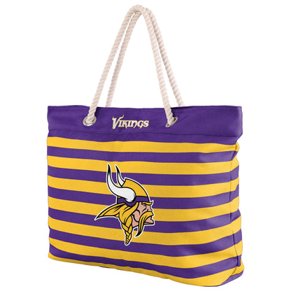 FOCO Minnesota Vikings Nautical Stripe Tote