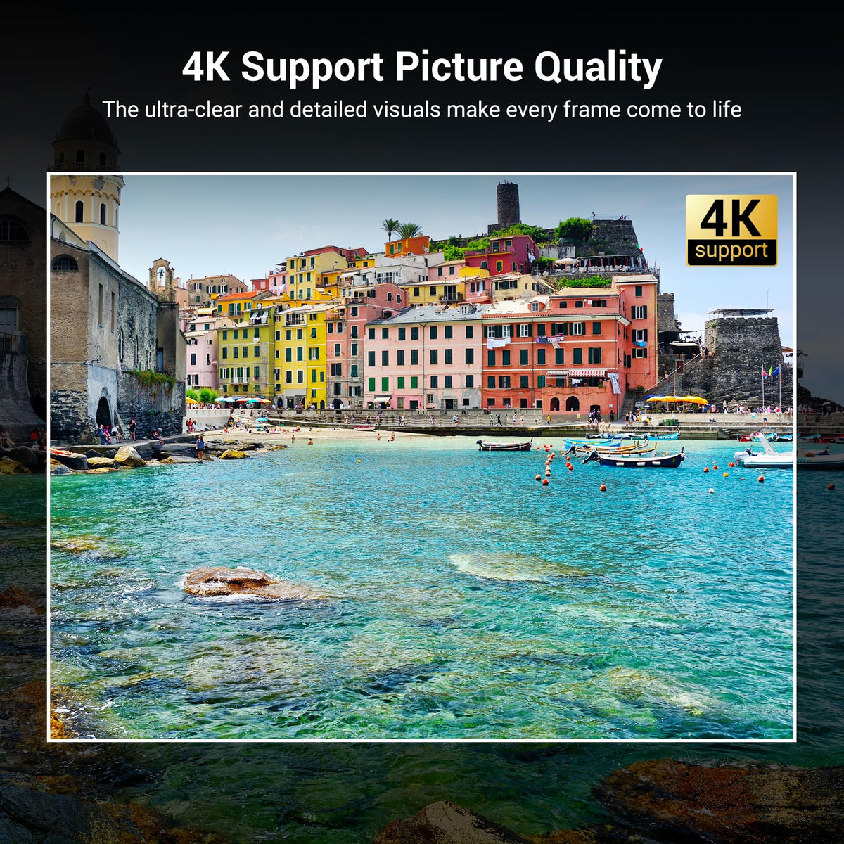 Official Licensed Netflix Smart Projector, HAPPRUN Projector 4K with Wifi and Bluetooth, DoIby Audio, Built-in Apps, Native 1080P 1000ANSI, Electric Focus, Portable Projector for Home Cinema, Bedroom