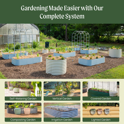 Vego garden Raised Garden Bed Kit, 17" Tall 10 in 1 Modular Raised Garden Beds Kit, Metal Planter Box for Vegetables, Flowers, Herbs, Modern Gray