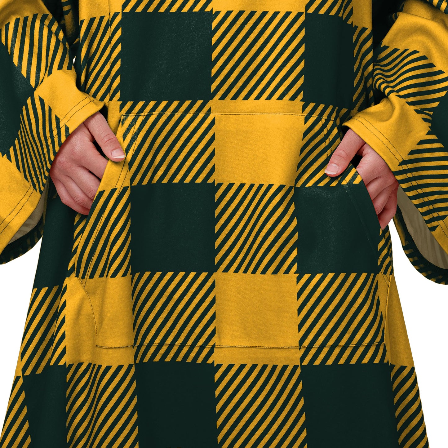FOCO Green Bay Packers NFL Buffalo Plaid Oversized Wearable Throw Blanket - 48" x 71"