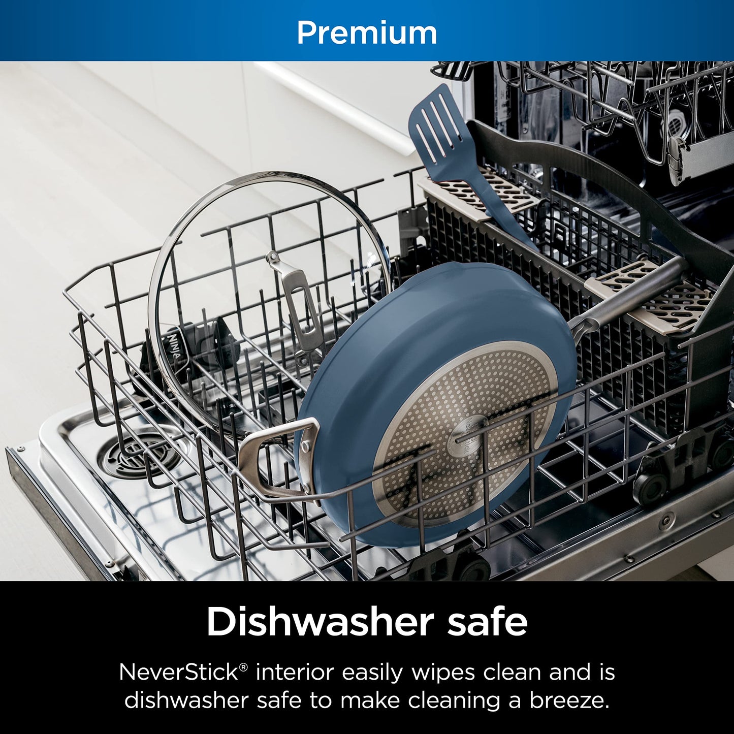 Ninja, Cookware, Steamer, Strainer Basket, Glass Lid and Spatula, Foodi NeverStick PossiblePan, Premium Set with 4-Quart Capacity Pan, Nonstick, Durable, Oven Safe Cookware, Cherry Tart, CW102BL