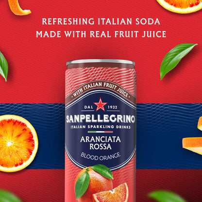 Sanpellegrino Italian Sparkling Drink Aranciata Rossa, Sparkling Orange and Blood Orange Beverage, 11.15 Fl Oz (Pack of 24)