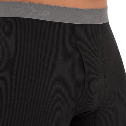 Fruit of The Loom Men's Recycled Waffle Thermal Underwear Bottom, Black, Medium