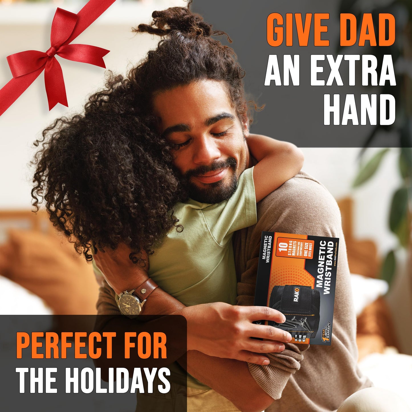 RAK Magnetic Wristband Gifts for Men - Premium Tool Belt for Holding Screws Nails with Powerful Magnets, Cool Gadgets Stocking Stuffers for Men, Holiday for Dad, Husband, Grandpa, Him