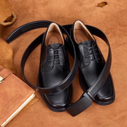 VATAN Men's Belt Leather Ratchet Belt for Men Dress Casual Every Day with Adjustable Buckle, Trim to Fit