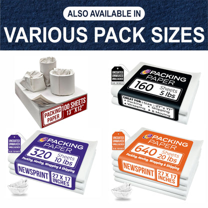 13"x12" 100 Sheets White Packing Paper Sheets for Moving Supplies, Protecting Fragile China and Glasses,Small Wrapping Paper for Shipping and Moving Box Filler