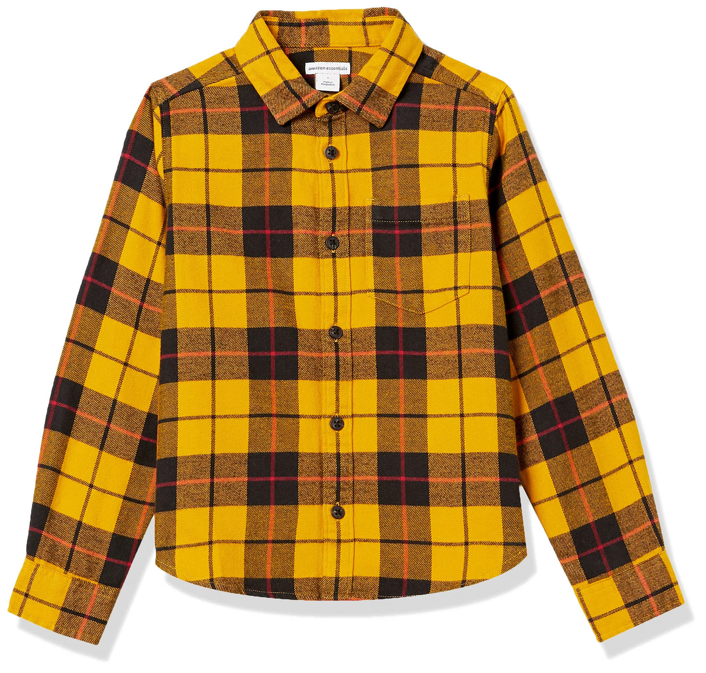 Amazon Essentials Toddler Boys' Flannel Button Down Shirt, Yellow Plaid, 2T