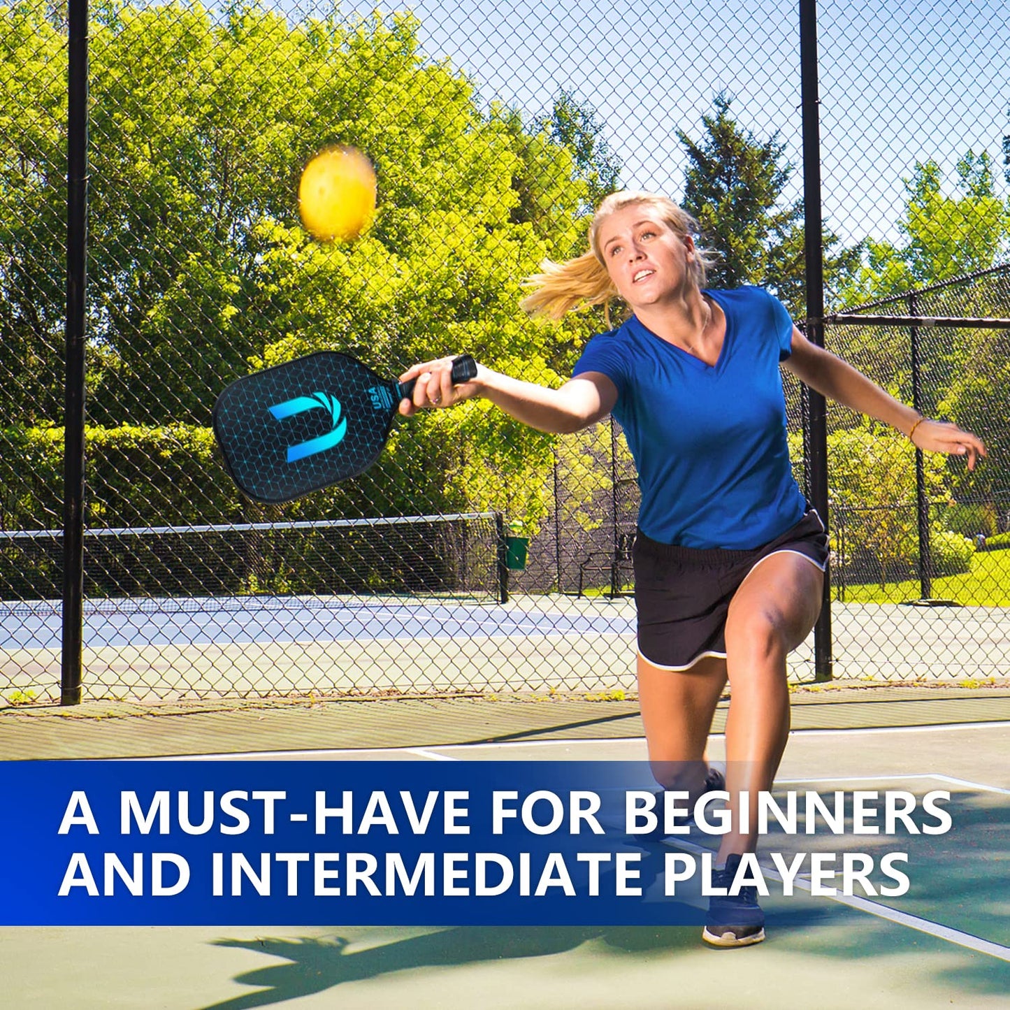 Pickleball Paddles, Graphite Pickleball Paddles Set of 2【Textured High Grit & Spin】【Thermoformed】 USAPA Approved Lightweight Non-Slip Contour Grip Pickleball Rackets Incl. 4 Outdoor Balls & Carry Bag