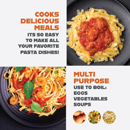 GOTHAM STEEL 5 Qt Ceramic Stock Pot Multipurpose Pasta Pot with Strainer Lid & Twist and Lock Handles, Nonstick Ceramic Pot for Soup, Spaghetti, Rice, Pots for Kitchen, Dishwasher Safe - Copper