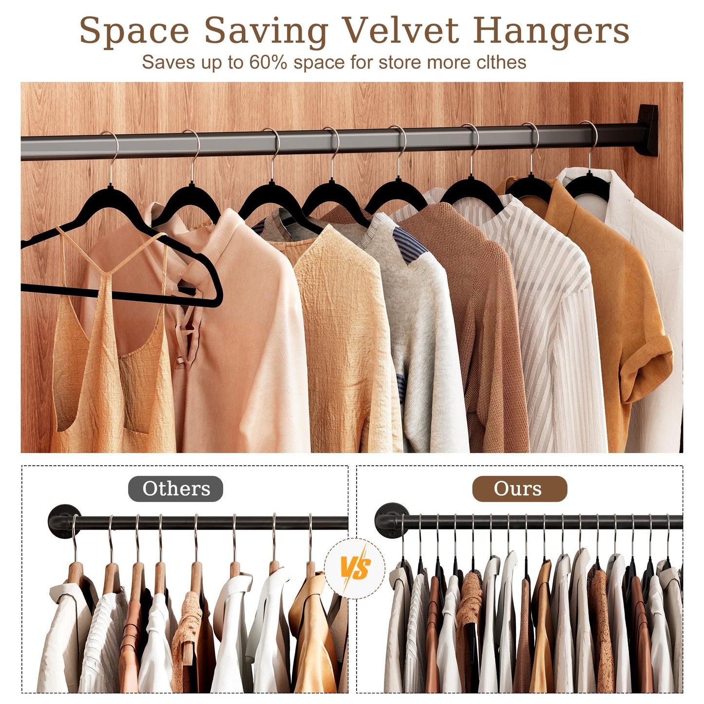 GETORO Velvet Hangers 30 Pack, Non Slip Space Saving Clothes Hangers with Metal Hooks, Black Felt Hangers, Heavy Duty Flocked Hanger, 17.5”W x 0.2”D x 9.25”H