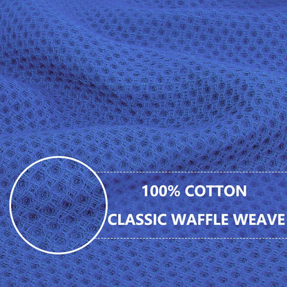 Homaxy 100% Cotton Waffle Weave Kitchen Dish Towels, Ultra Soft Absorbent Quick Drying Cleaning Towel, 13 x 28 Inches, 8-Pack, Blueberry