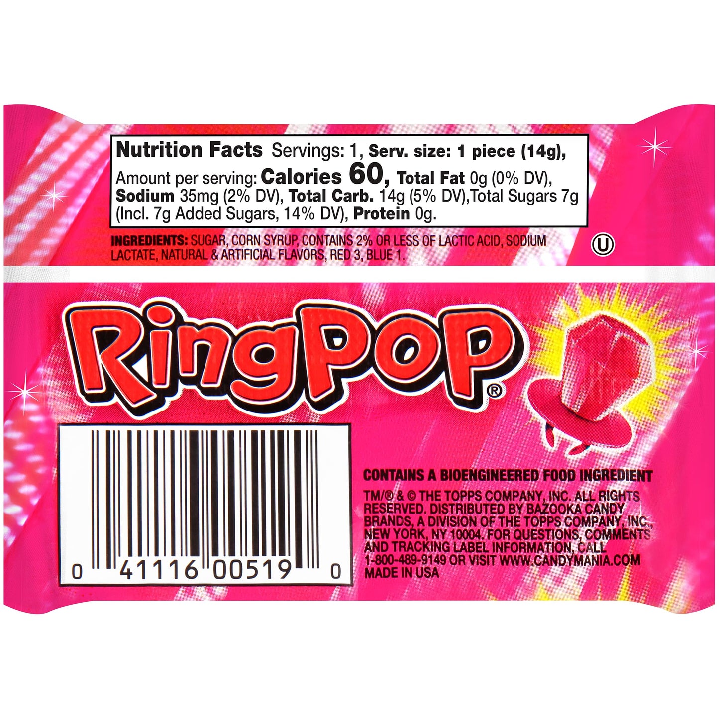 Ring Pop Pink Valentine's Candy, Individually Wrapped Pink Lollipops, Strawberry 30 Ct Bulk Suckers for Kids, Fun Candy for Gender Reveals, Valentine's Gifts, Goodie Bags, Party Favors