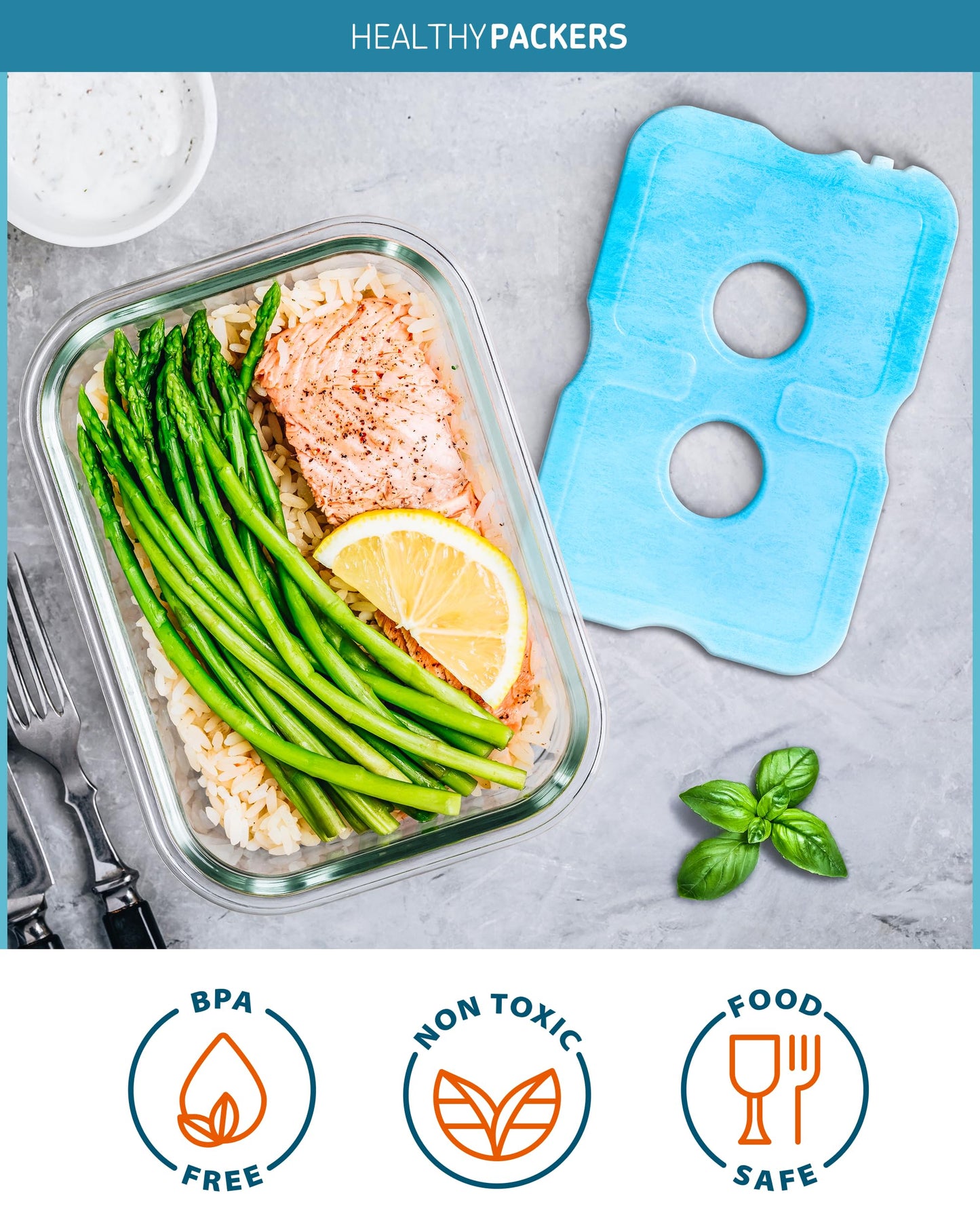 Healthy Packers Ice Packs for Lunch Boxes & Coolers - Freezer Packs - Original Cool Pack | Cooler Accessories for Beach, Camping & Fishing | Slim & Long-Lasting Reusable Ice Pack for Cooler (Set of 4)