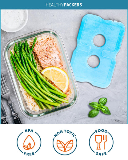 Healthy Packers Ice Packs for Lunch Boxes & Coolers - Freezer Packs - Original Cool Pack | Cooler Accessories for Beach, Camping & Fishing | Slim & Long-Lasting Reusable Ice Pack for Cooler (Set of 4)
